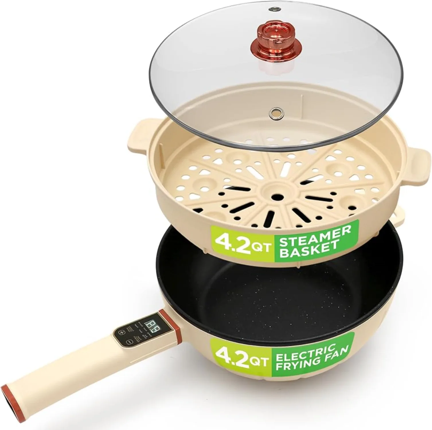 

Multifunctional Portable 1000W Non-stick Pan Durable Heat-resistant Safety Handle Touch Control Panel