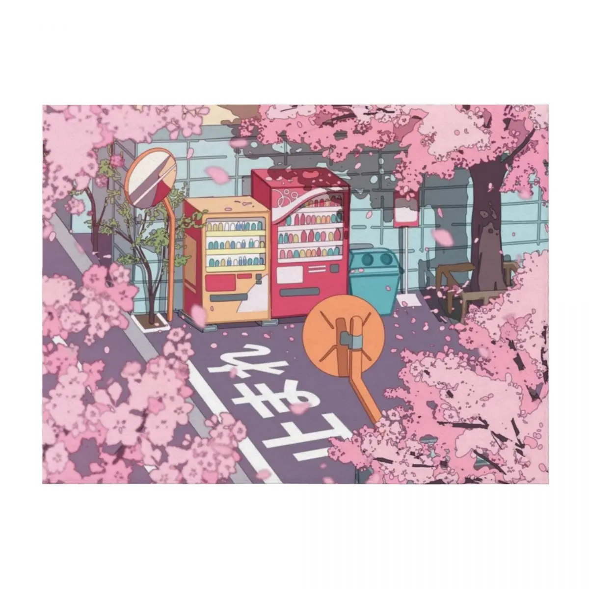 

A beautiful aesthetic Tokyo street and the pink sakura tree blossom Throw Blanket Comforter Sofa Quilt Nap Luxury Brand Blankets