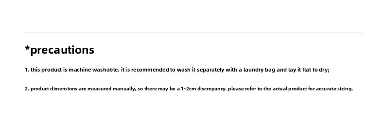 Washing instructions and a note on 1-2cm manufacturing discrepancies for the Leaf Pattern Cat Sleeping Mat by KittyNook.