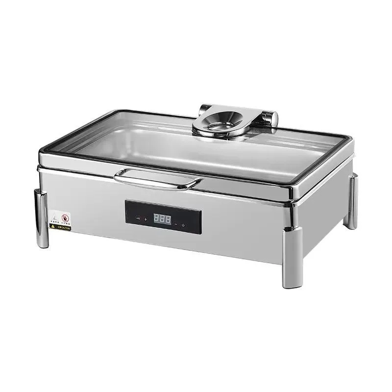 Commercial Buffet Food Warmer Battery Powered 304 Stainless Steel Hydraulic Digital Temperature Control Silver Grade