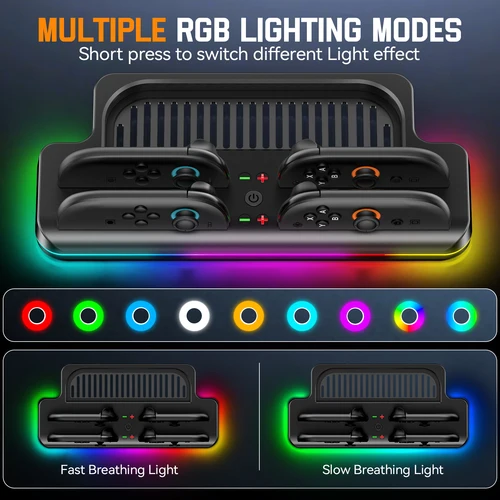 Imagen 2 del producto Para Switch 2 Base de carga para Switch 2 Joycon controlador estación de carga para Joycon 2 con Kit de accesorios de luces para Switch 2