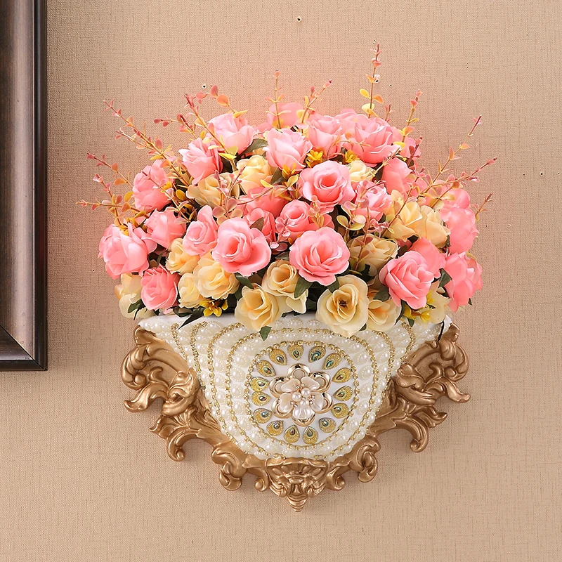 European Luxury Wall Hanging Vase Home room TV Background 3D Sticker Mural Decoration Restaurant Lobby Accessories