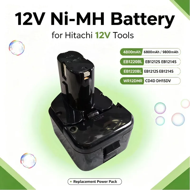 4800/6800/9800mAh 12V Power Tool Battery For Hitachi WR12DMR CD4D DH15DV C5D