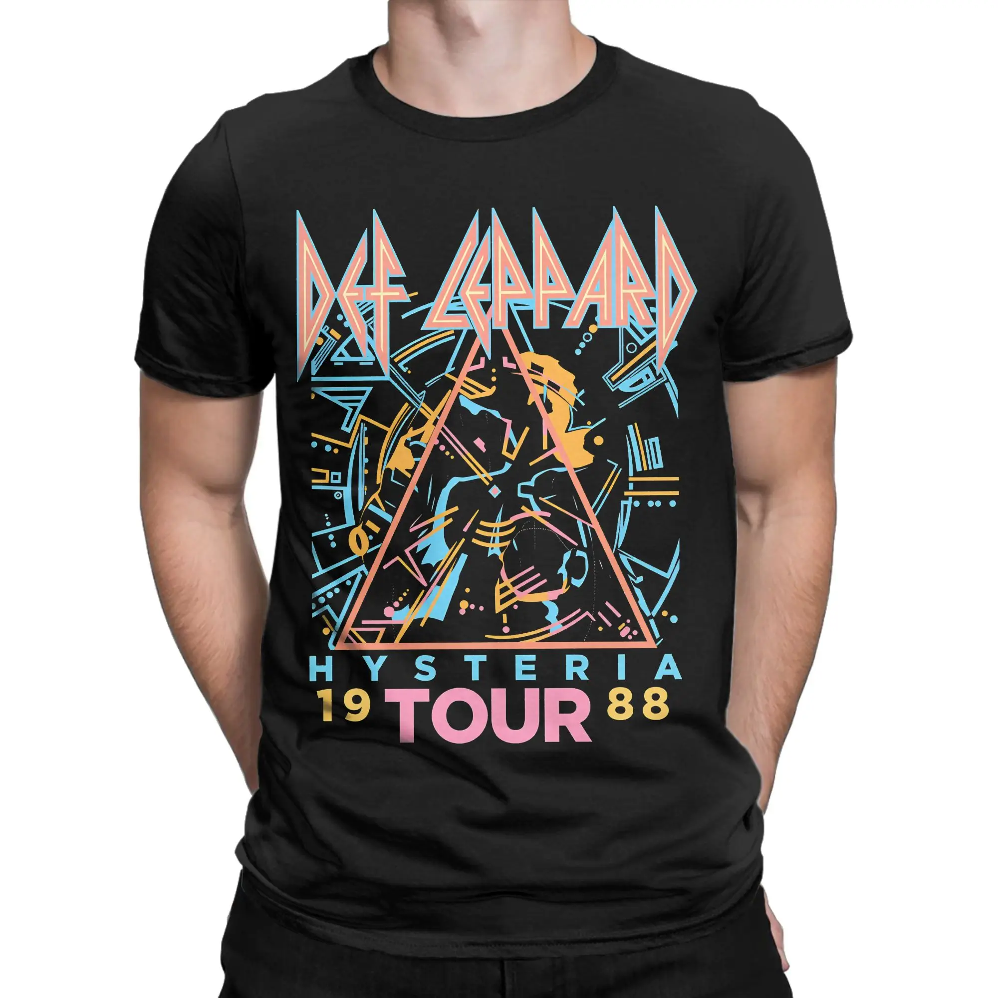 Def Leppard 1980s Heavy Hair T Shirts Men's  100% Cotton Vintage T-Shirts Crew Neck  Tee Shirt Short Sleeve Clothing Gift Idea