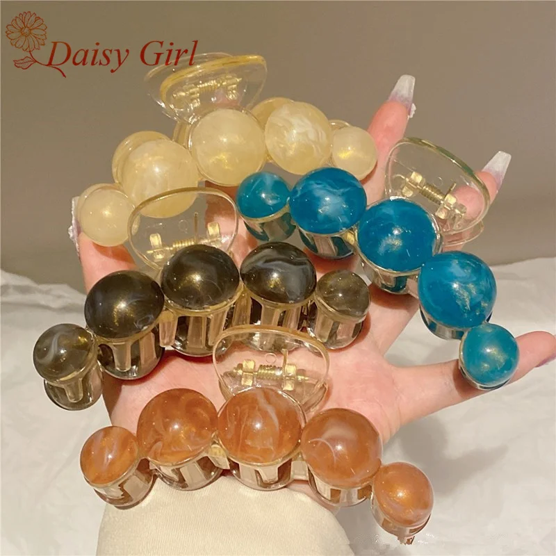 

2025 New Korean version simple color ball Grab Clip Girl elegant fresh Dressing Shark Clip Versatile Hair Accessories