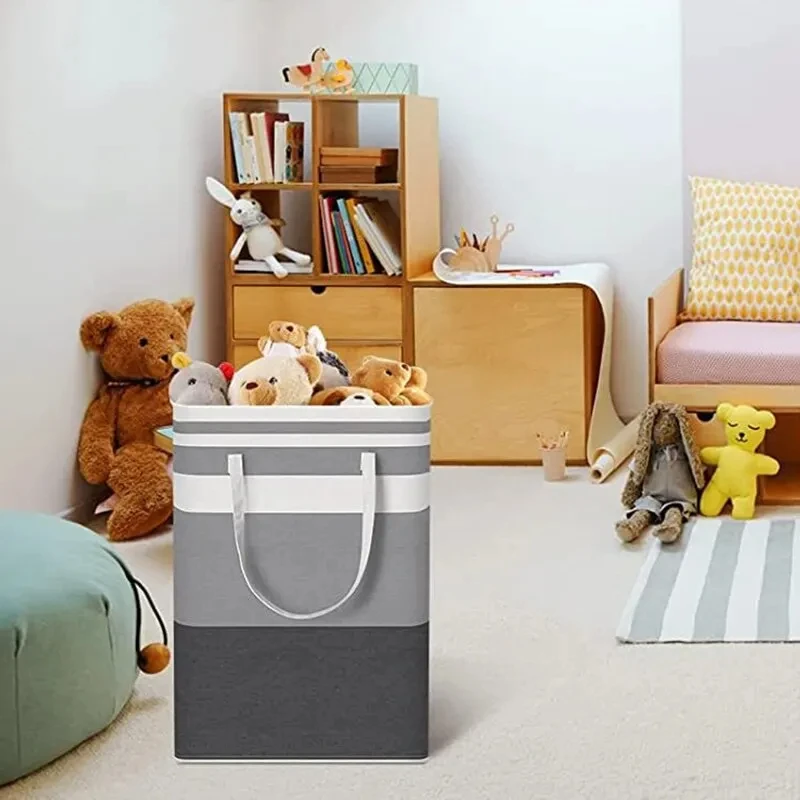 1pc Grey Large Capacity Waterproof Cotton Linen Dirty Clothes Basket Simplified Clothes Sundrie Storage Box Foldable Storage Bag