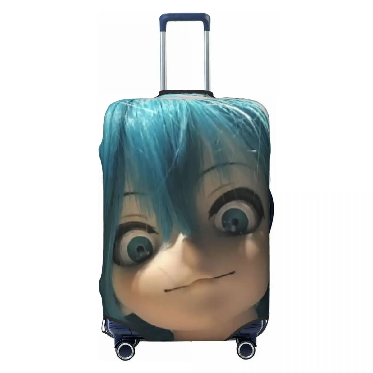 Miku Creepy Doll Face Print, cubiertas protectoras para equipaje, antipolvo, elásticas, impermeables, accesorios de viaje para maletas de 18 a 32 pulgadas