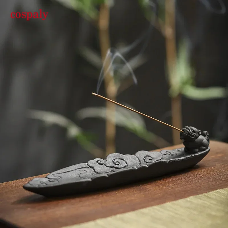 A Home Ceramic Decor Incense Stick Holder Aromatherapy Censer Auspicious Clouds Incense Burner  Office Teahouse Ornament