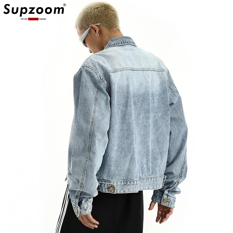 Supzoom 2023 New Arrival Top Fashion Zipper Retro Design Sense Spring And Autumn Cotton Casual Solid Denim Jackets Men Coat