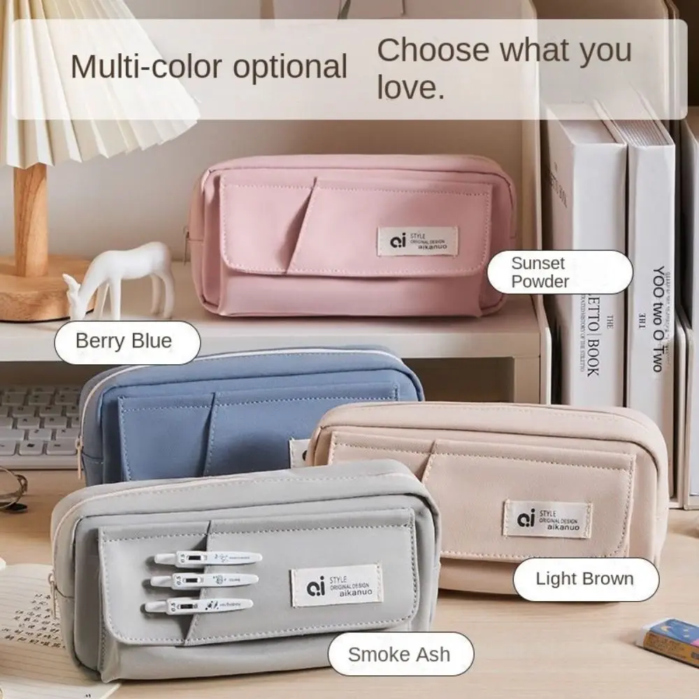 

Kawaii Large Capacity Student Pencil Case Flip Style Multi-layer Simple Pencil Pouch INS Morandi Color Gel Pen Organizer Gift