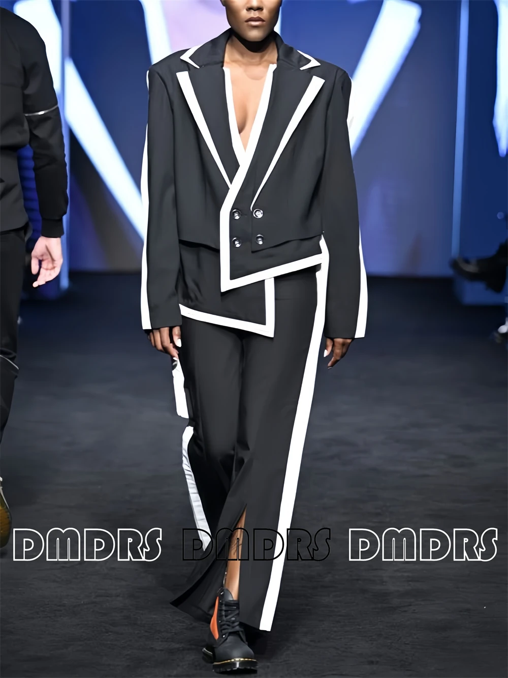 

Fashionable Pageant Suit Set Mens 2-Piece Custom Fit Tuxedo Pants Set, EU32-EU56 Plus Mens High Street Black White Tuxedo