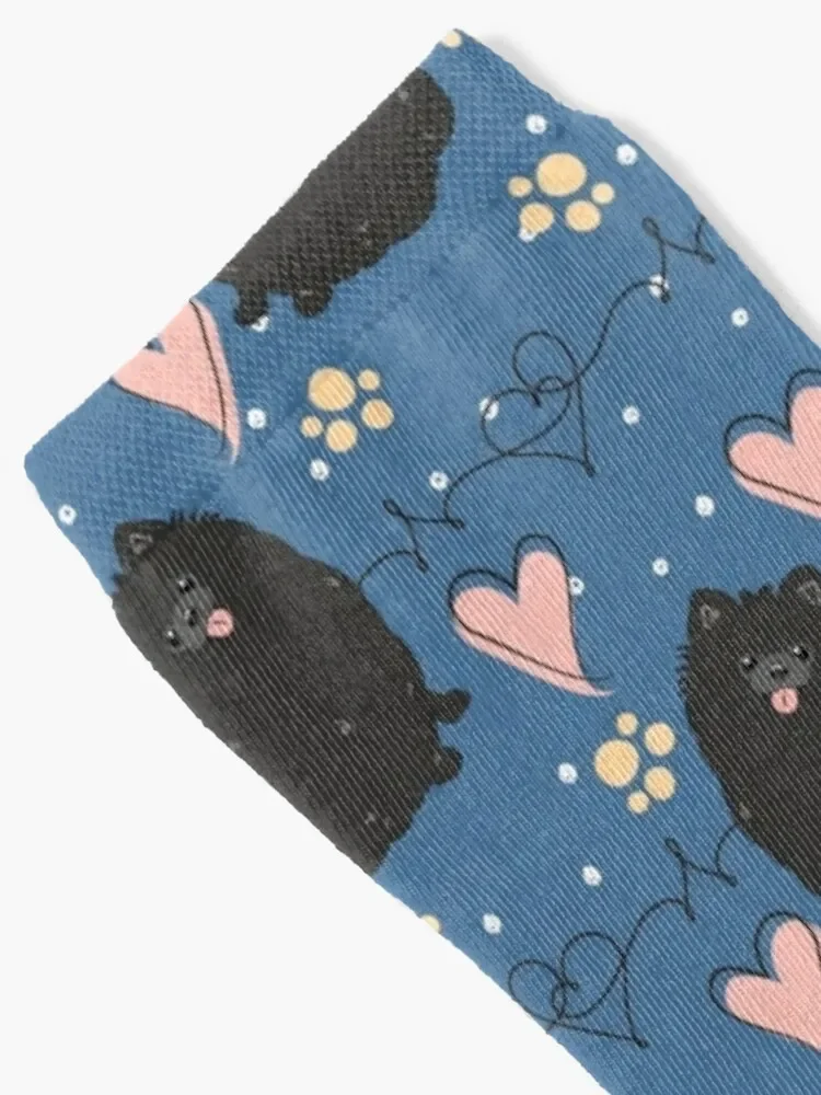 LOVE Black Pomeranian calcetines florales para hombres y mujeres, regalo