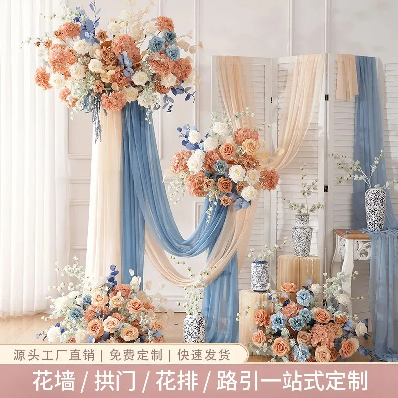 New wedding arch  hanging floor flower set, wedding background long simulated  welcome set  art batch