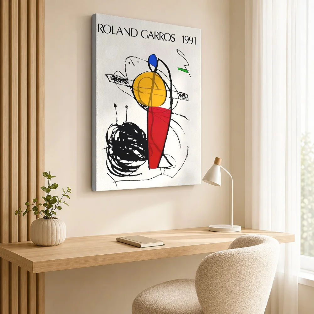 Roland Garros 1991 Abstract Tennis Art Canvas Painting Poster Custom Photo Sports Portrait Canvas Wall Art for Game Room Decor