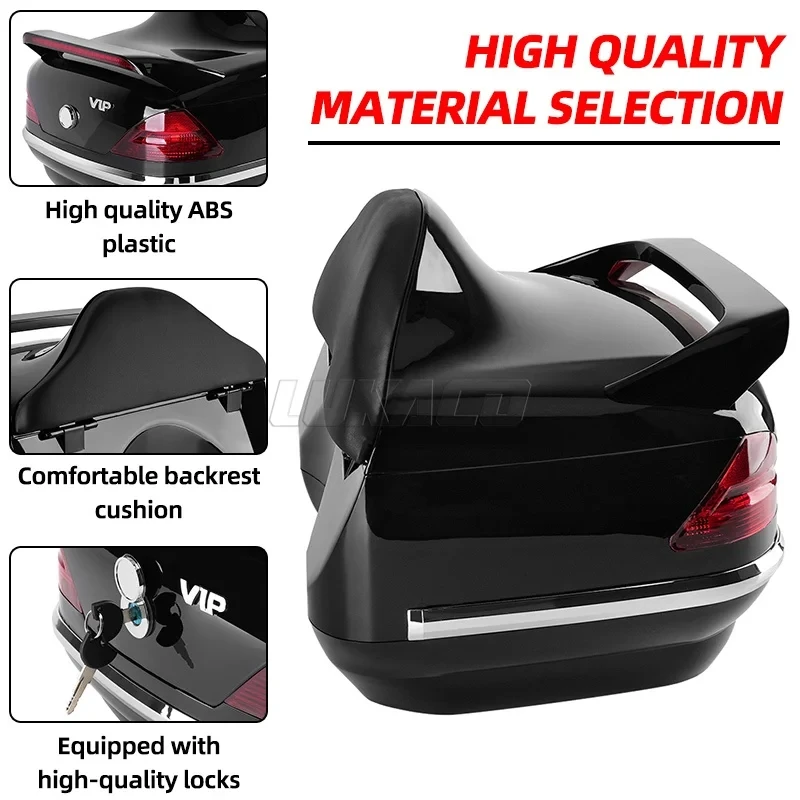 26L Black Motorcycle Rear Topbox Case Rear Storage Luggage Trunk W/Lock Scooter Helmet Top Box For Honda Yamaha Suzuki Kawasaki