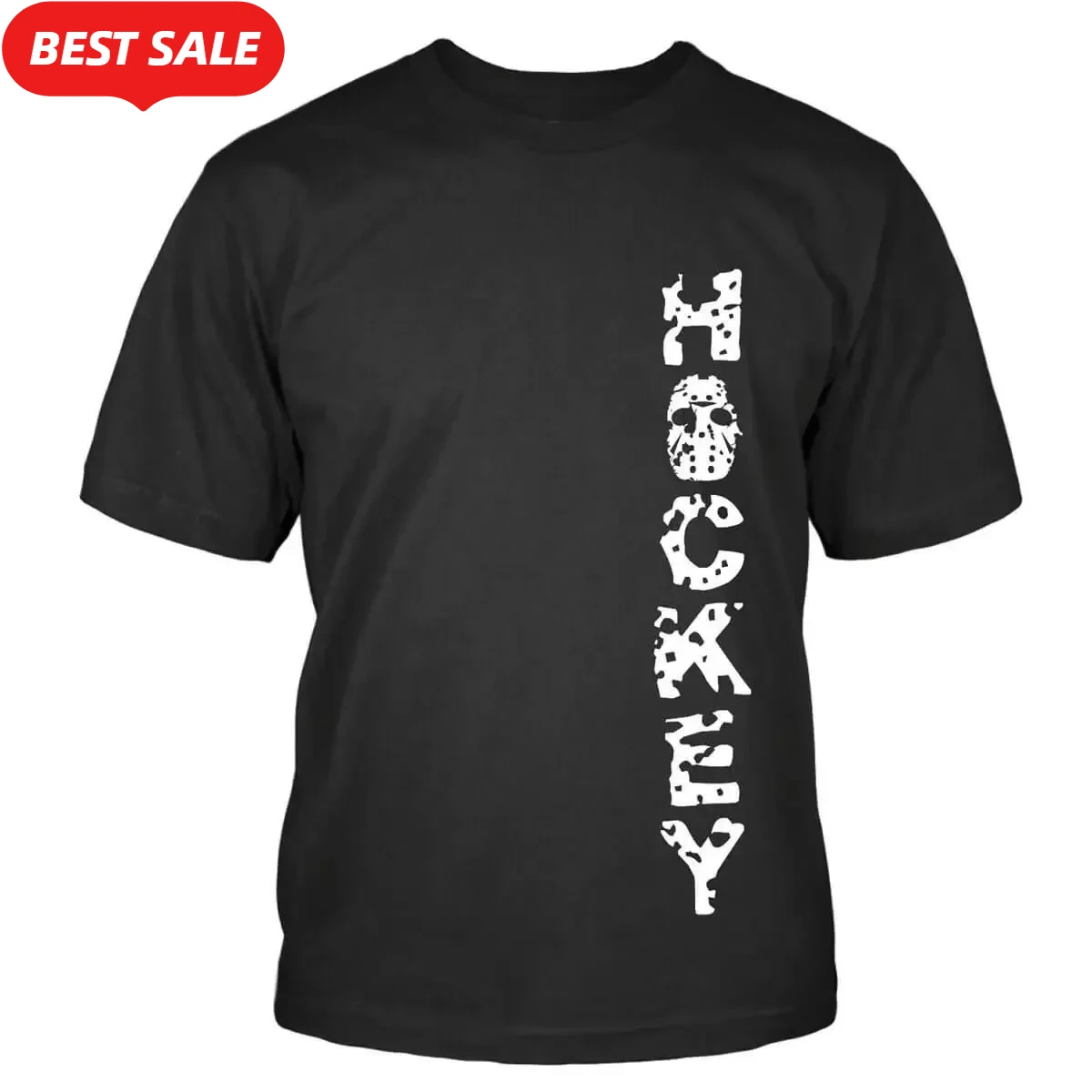 Distressed Horror Movie Mask Hockey T-Shirt 100% Cotton O-Neck Summer Short Sleeve Casual Mens T-shirt Size S-3XL