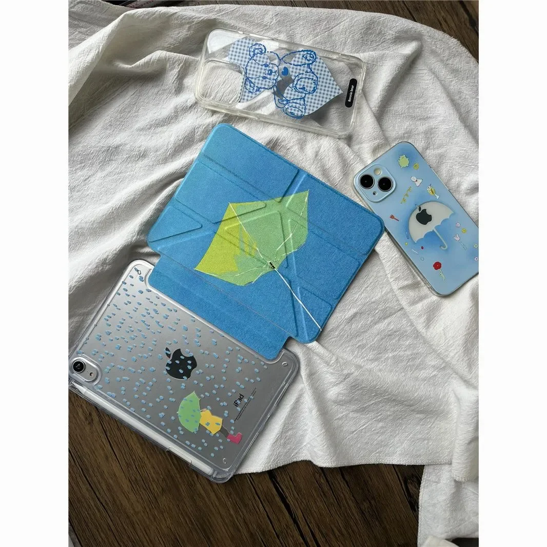 

Чехол-подставка для планшетов iPad Pro 11, 12.9, 13, 8.3 (M4, M3), 9.7, 10.2 (5/6-го поколения), 7/8/9 (10-го поколения), 11 (11-го поколения), Mini 6, 7, Air 3, 4, 5, 6 с дизайном «Зонт от дождя»