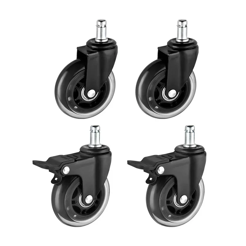 (5 Pcs/Lot ) 2.5 Inch M11x22 Insert Rod Universal Wheel Large Class Chair Clamp Casters Computer Office Transparent Silent PU