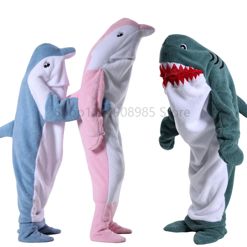 

Marine Animal children Girl Boy Shark Blanket Adult Hoodie Unisex Women Men Sofa Whale Sleeping Bag Dolphin Halloween Costume