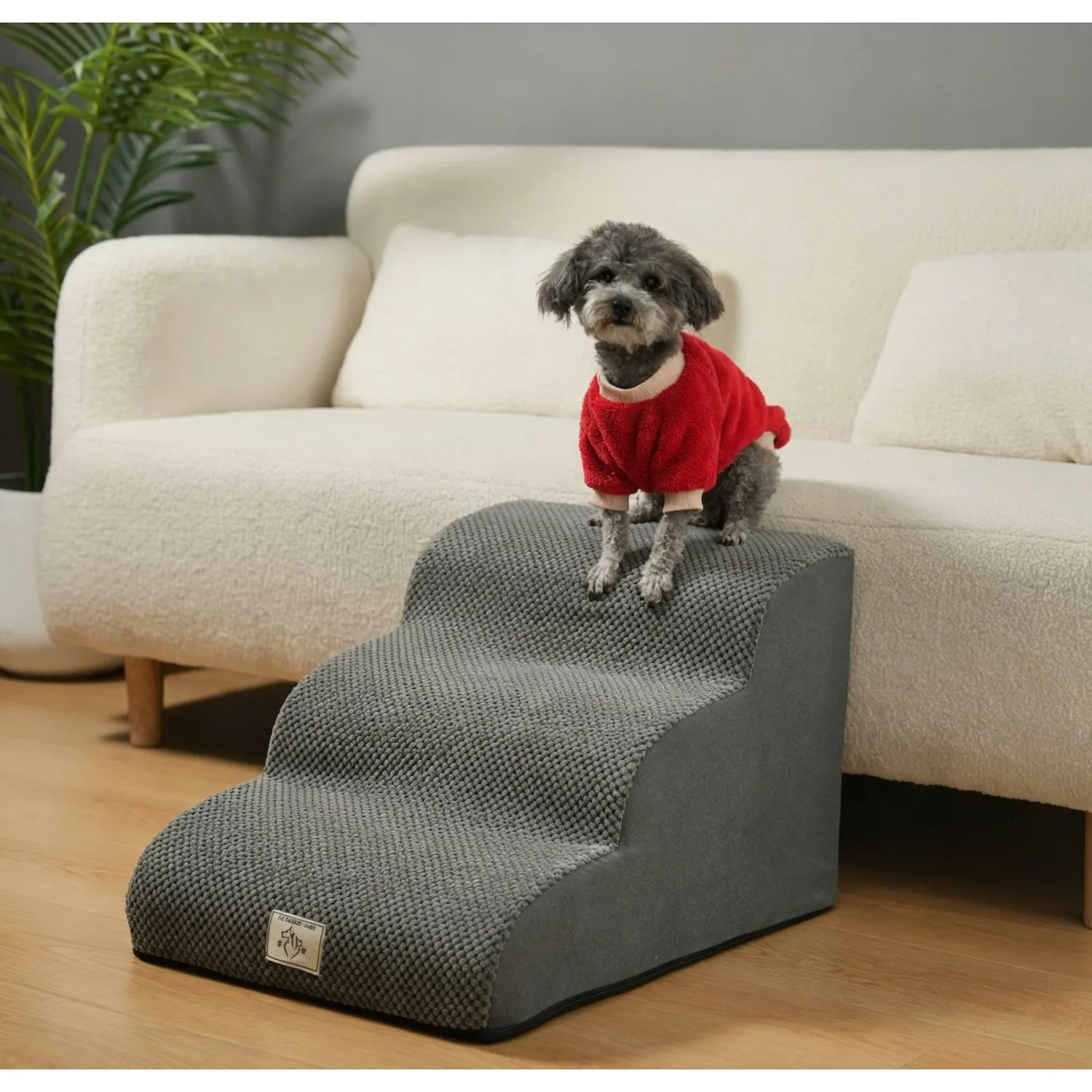 2-3段ペット用階段、滑り止め加工済み、洗えるメモリーフォーム製犬猫用スロープ、ソファやベッドへのアクセス用