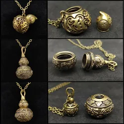 Bronze Gourd Urn Jar Pendant Calabash Keychain Sutra Jewelry Waterproof Pill Box Medicine Case Container Bottle Locket Necklac