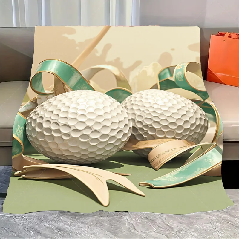 

1pc Flannel Blanket Elegant Golf Ball Design Blanket for Modern Living Room Decor
