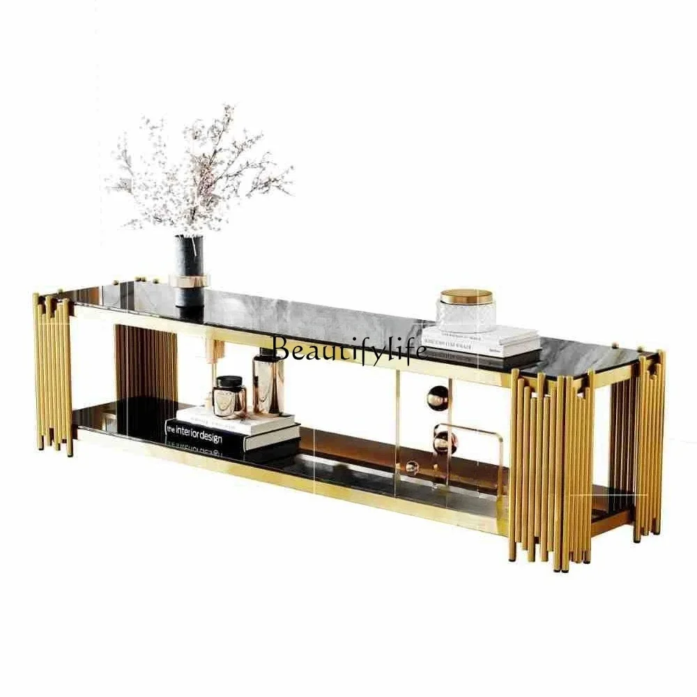 

yj19 Marble TV Cabinet and Coffee Table Simple Luxury Floor-standing TV Cabinet Set
