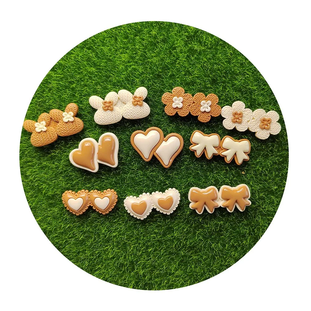 Doppio coniglio Bowknot cuore fiore Flatback resina cabochon Scrapbooking telefono Shell decorazione gioielli fai da te accessori artigianali