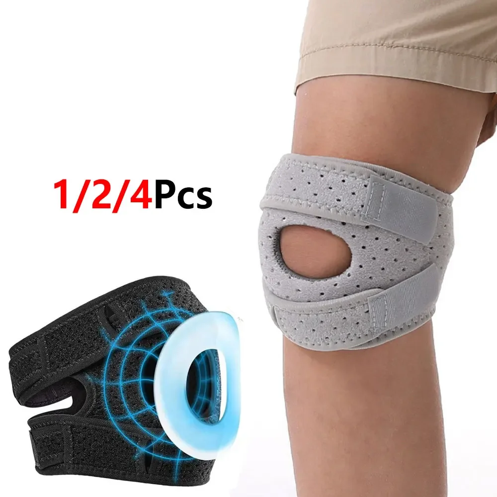 1/2/4Pcs Youth Open Knee Brace, Dual Adjustable Straps Knee Support with Silicone Patella Ring, Perforated Breathable Knee Wraps
