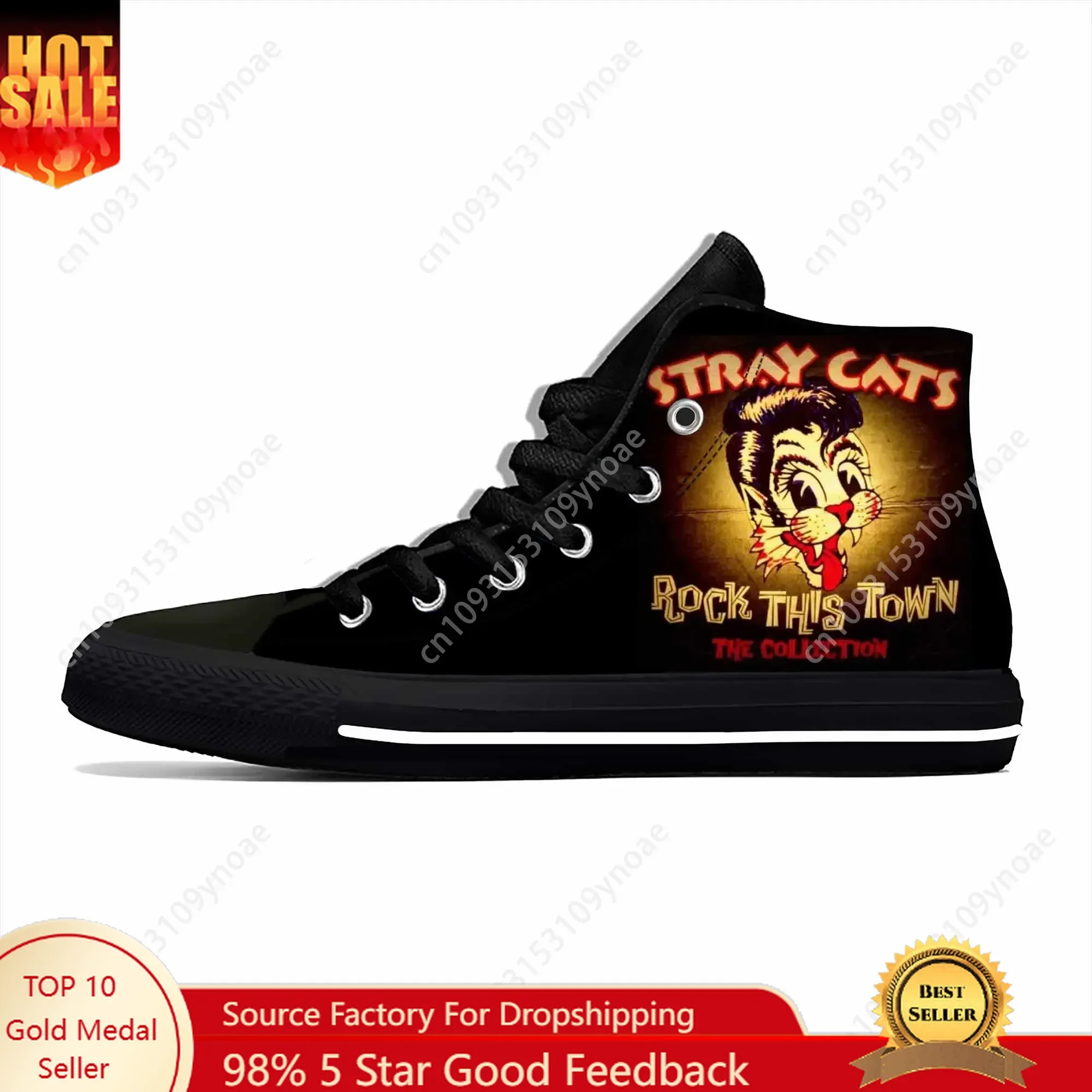 

Cat Music Rock Band Singer Fashion Funny Stray Casual Cloth Shoes High Top Lightweight Breathable 3D Print Men Women Sneakers