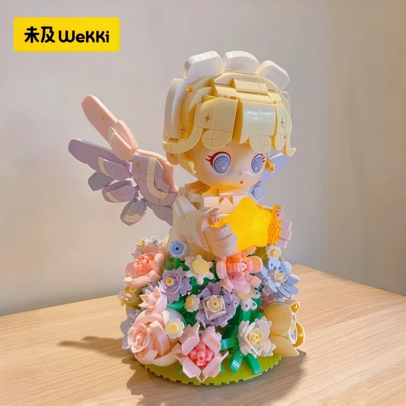 

Цветы для ангелов, собранный строительный блок, букет, каваи, аниме, игрушка, мультяшная модель, настольный коллекционный орнамент, праздничные подарки