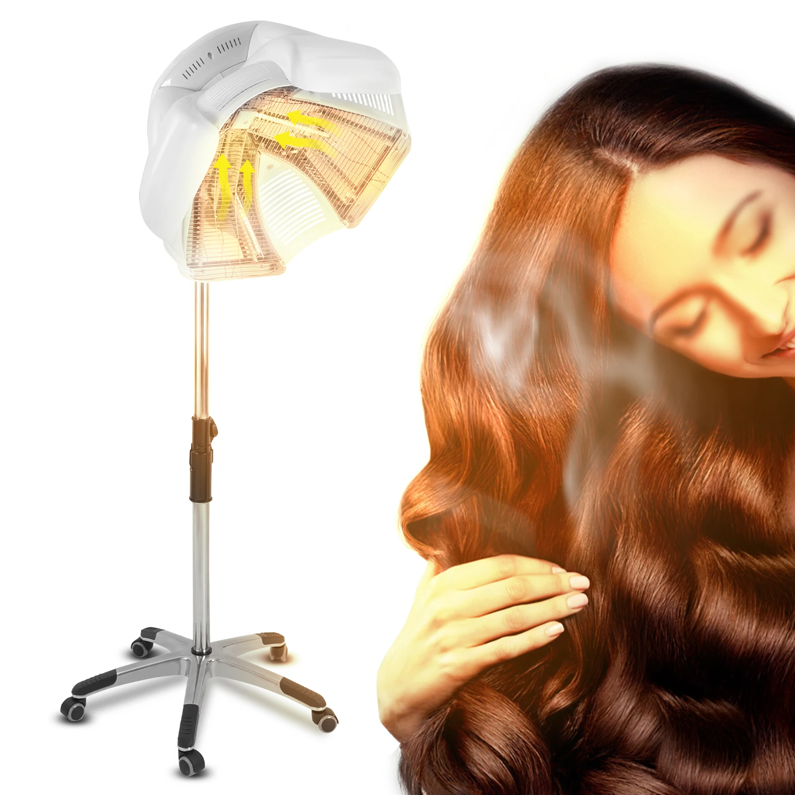 

Hooded Hair Dryer with Steamer 4 Speed Professional Hair Steamer 1800W Standing Hair Steamer 0-60 Mins with LCD Panel