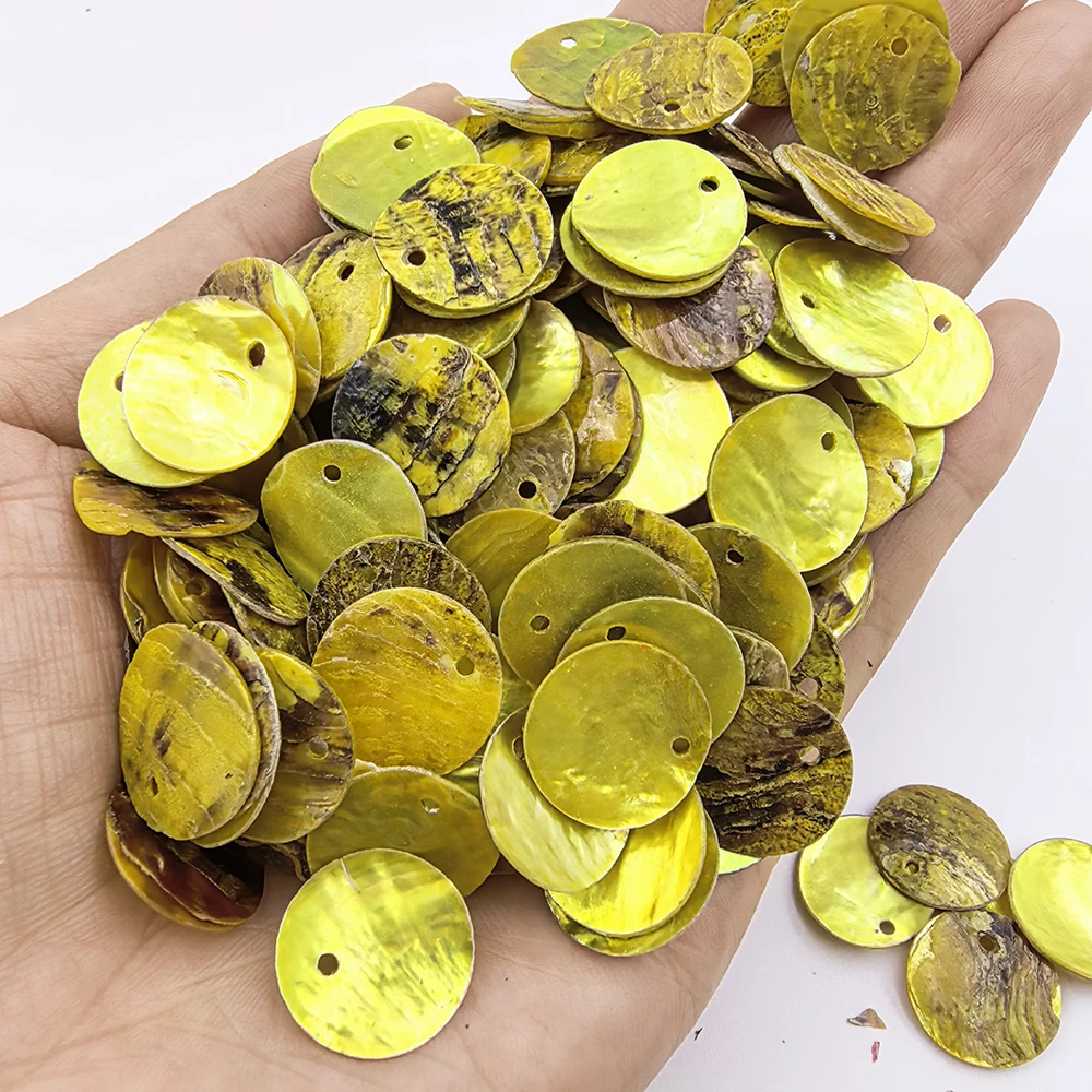 10PCS 15MM Single Hole Colored Round Mother Shell Buckle Pearl Shell Piece DIY Jewelry Earrings Necklace Making Accessories