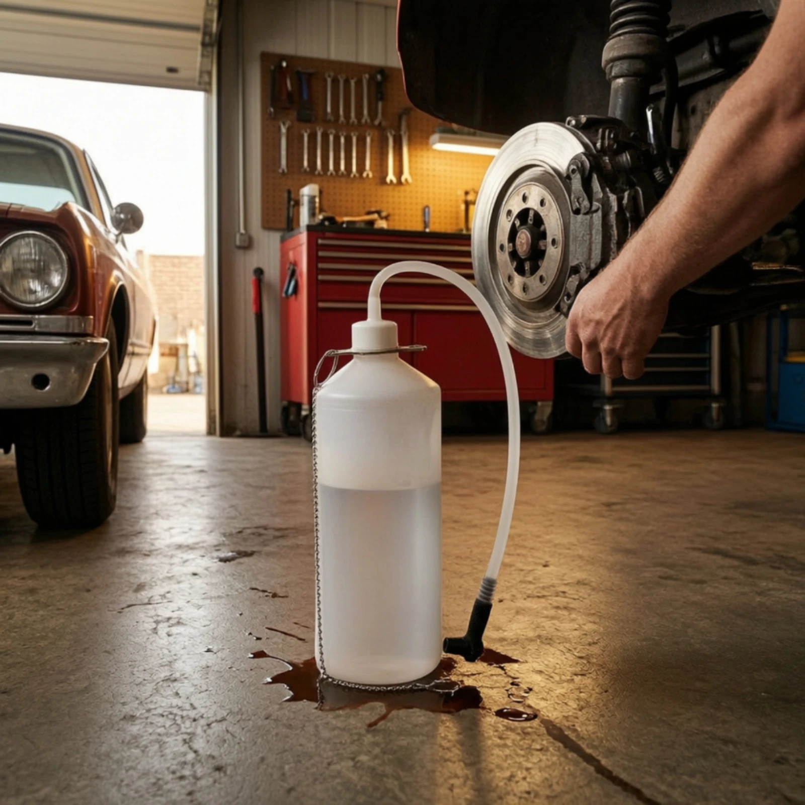 Brake Bleeder Bottle Semi-Transparent Brake Fluid Bleeder with Hose Tool Easy Efficient for DIY Mechanics, Auto Repair, Garage view 5