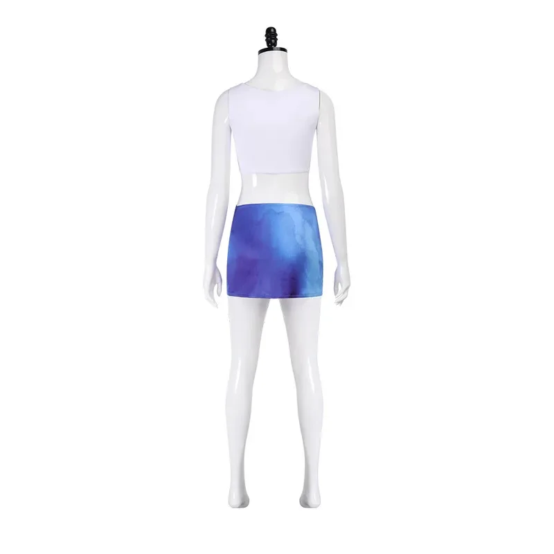 ff34Movie Pretty Woman Julia Roberts Cosplay disfraz de película de comedia romántica Sexy azul cintura desnuda Tie Dye vestido recortado Halloween Co
