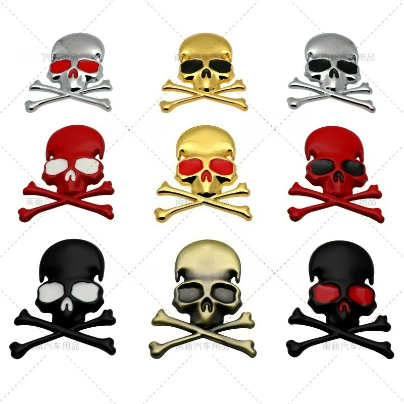 High-quality Modification Metal Stickers Halloween Skull Body Decoration Scratch Covering Car Personalized Accessories