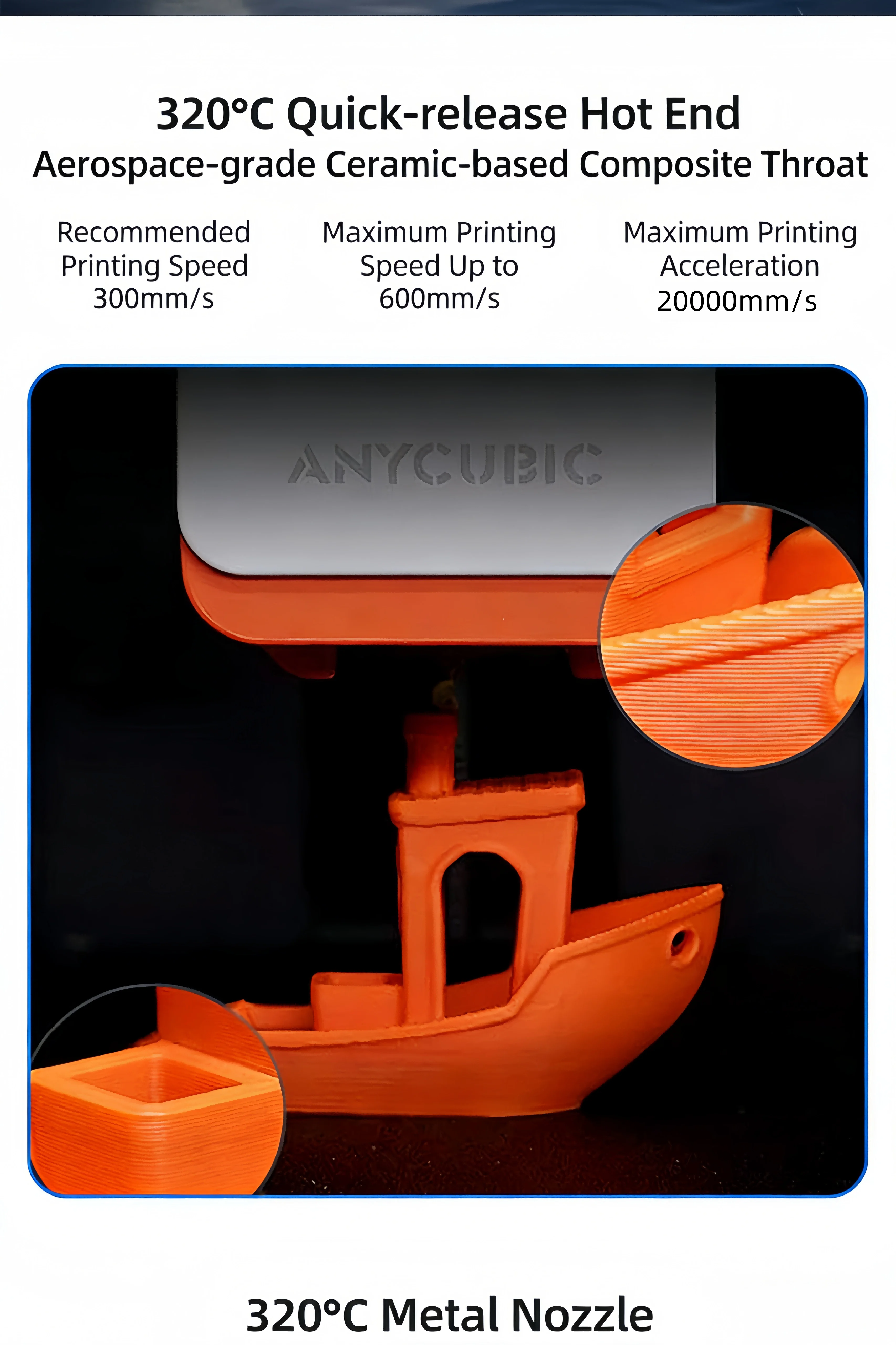 VOLFAN Druckkopf für 3D-Drucker, Ganzmetall-Hotend, hohe Temperatur, hohe Geschwindigkeit, für ANYCUBIC Kobra S1 Combo FDM 3D-Drucker – Detail 2