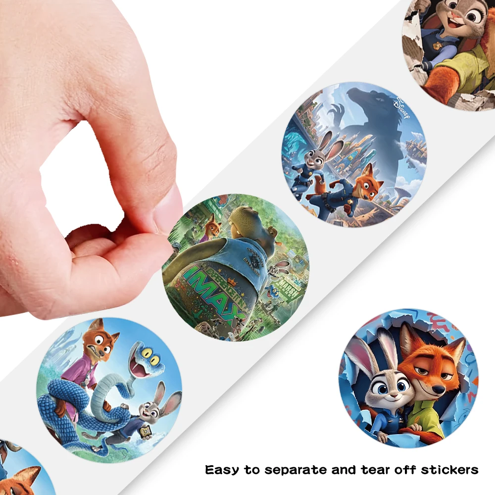 500 sztuk/rolka Śliczne naklejki z motywem Zootopia do samodzielnego ozdabiania, na telefon, notatnik, kubek na wodę, zabawki, naklejki na prezenty