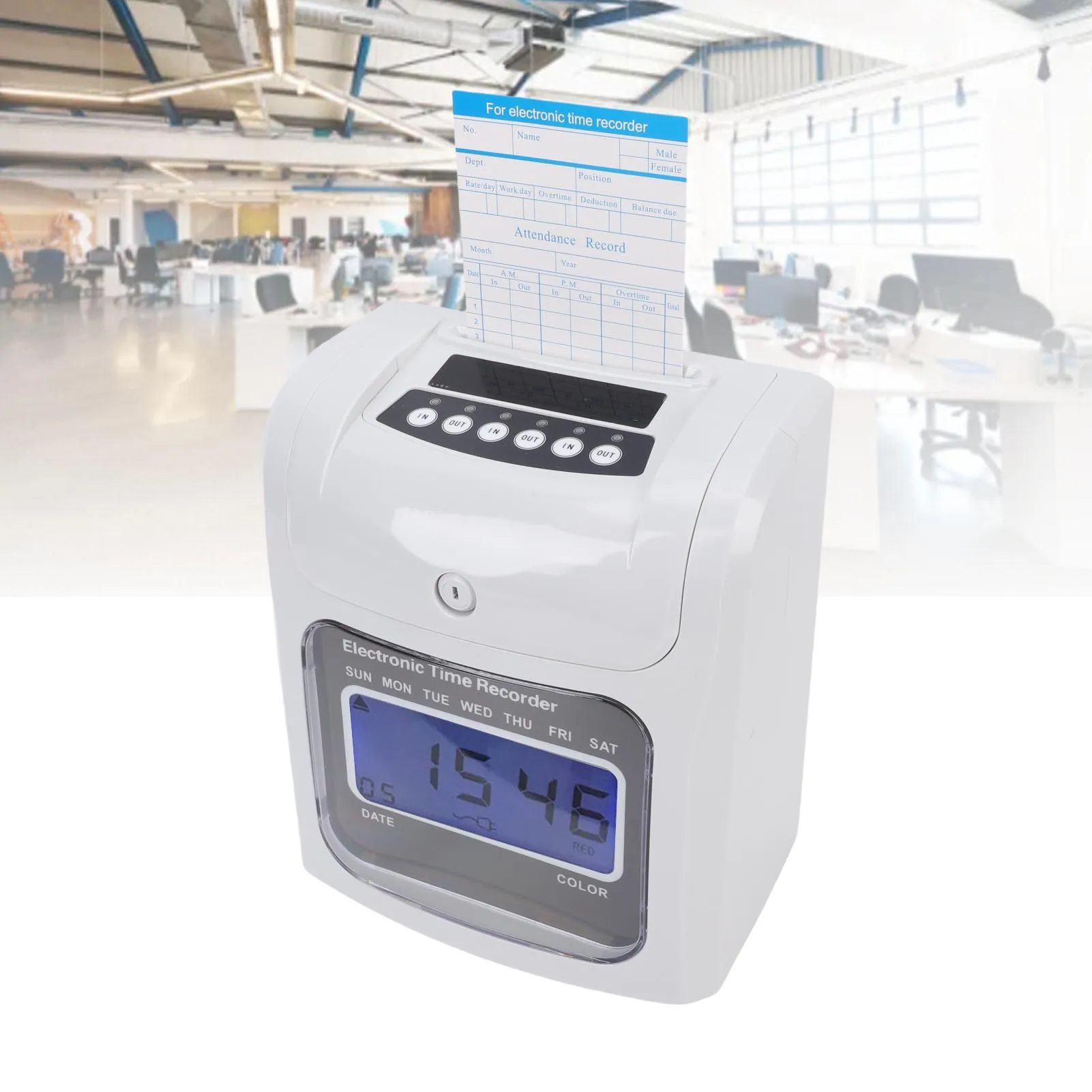 

Часы сотрудника для малого бизнеса Система ударопрочных часов сотрудника с 101-картами времени, 2 ключами безопасности и 1 лентой