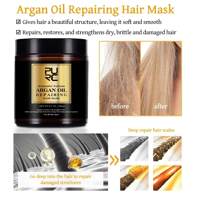 PURC Morocco Set Serum Smoothing Shampoo and Conditioner Repair Hair Mask Anti Dandruff Scalp Anti-Itch Hair Care Products Kit view 6