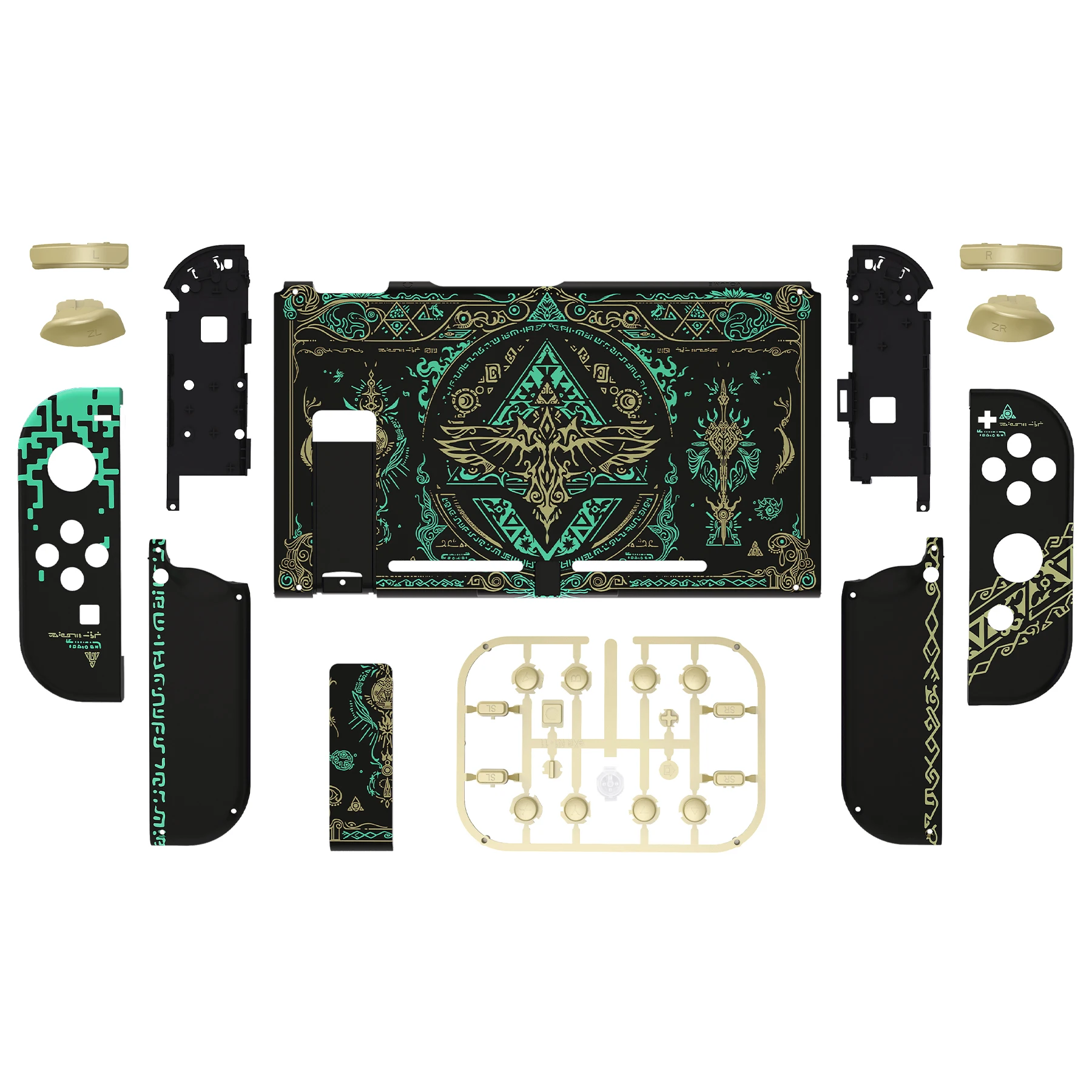 Obudowa kontrolera eXtremeRate z tylną płytką konsoli z pełnym zestawem przycisków do Nintendo Switch - świecąca w ciemności - Totem of Kingdom — zdjęcie produktu 2