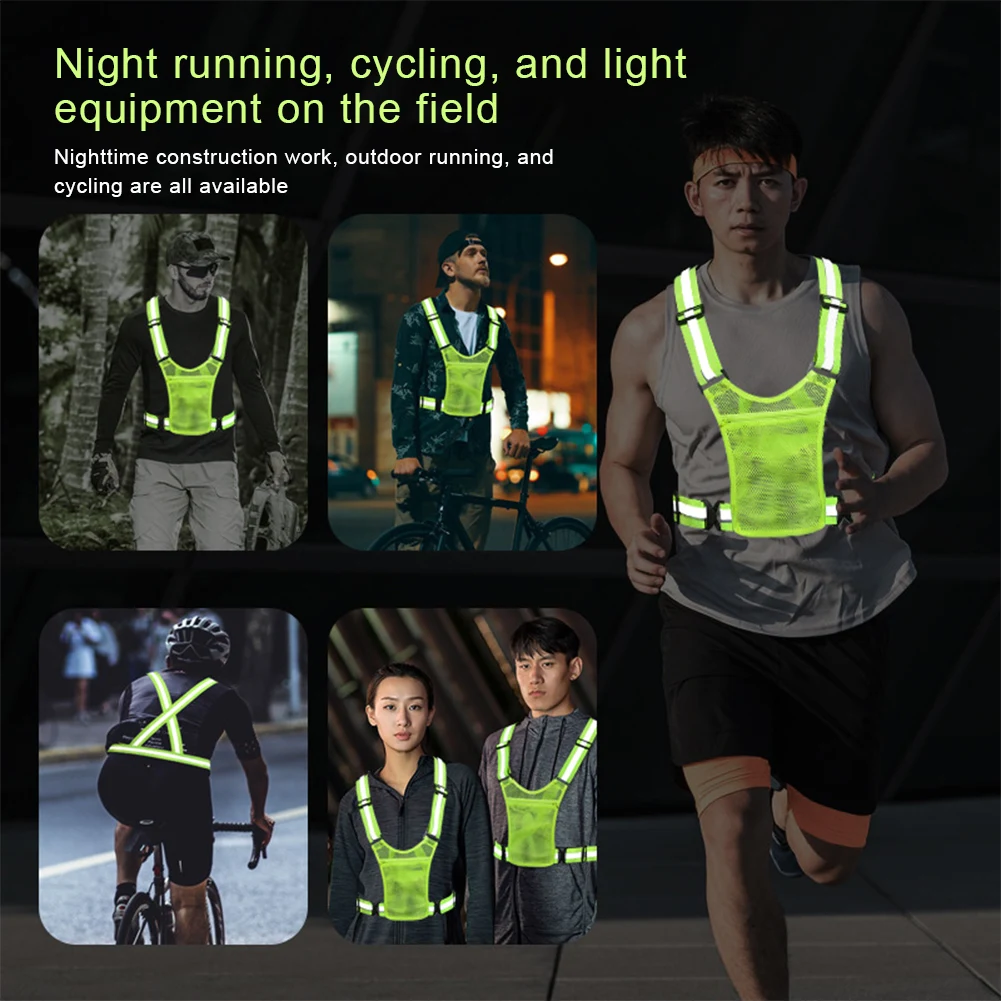 Светоотражающий защитный жилет Легкий эластичный защитный жилет с чехлом Жилет для бега высокой видимости Регулируемый для прогулок на велосипеде