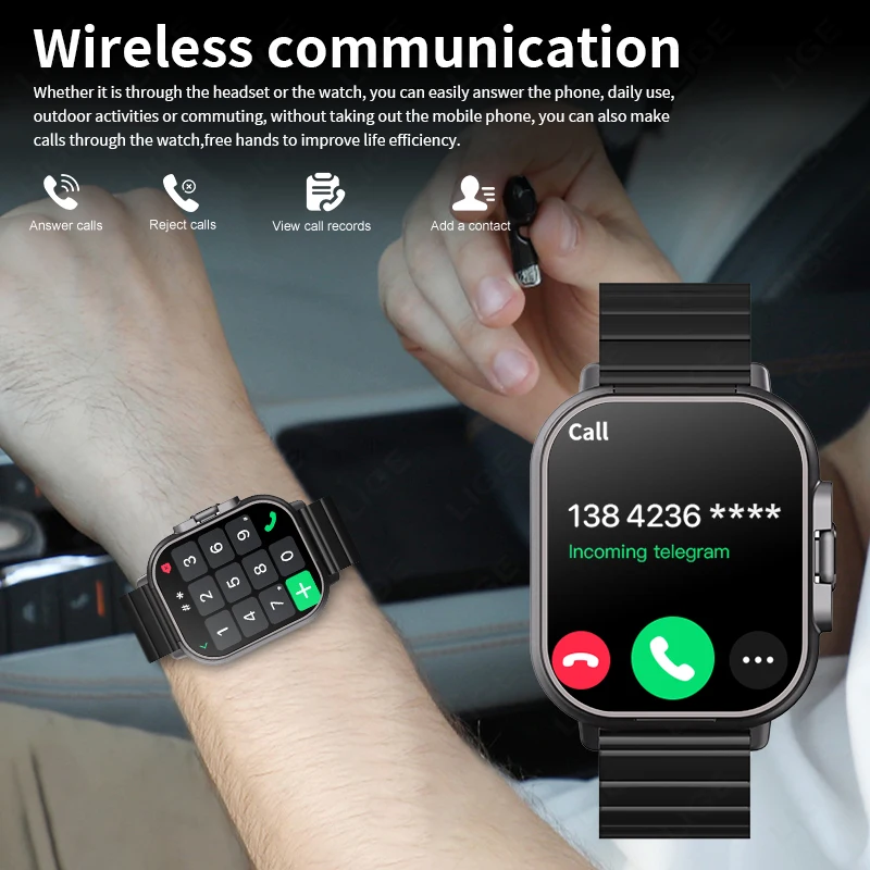 LIGE TWS Earbuds Bluetooth Headset Smartwatch GPS Tracker NFC Men Women Music Sport Headphones Smart Watch SpO2 Blood Pressure