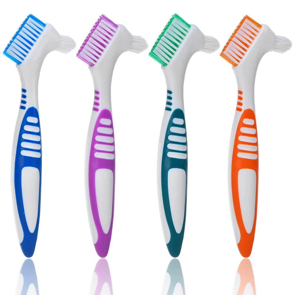 Multi-Layered Bristles Denture Cleaning False Teeth Brush Oral Care Soft False Teeth Brush Braces Bristles Denture Cleaning