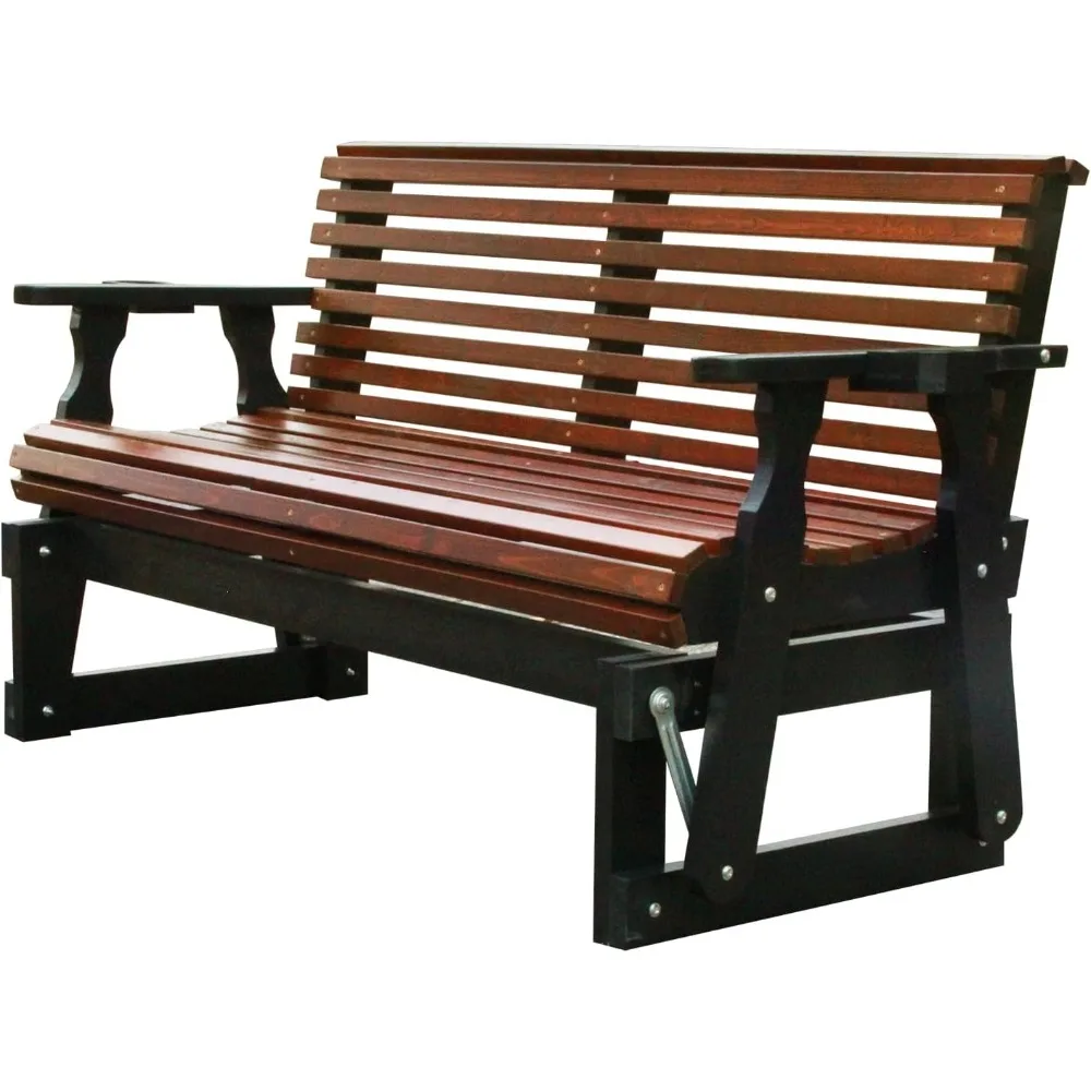 

Wooden 5FT Patio Glider Bench, Heavy Duty 800 LBS Outdoor Glider with High Roll Back Pressure Treated and Deep Contoured 2-Seate
