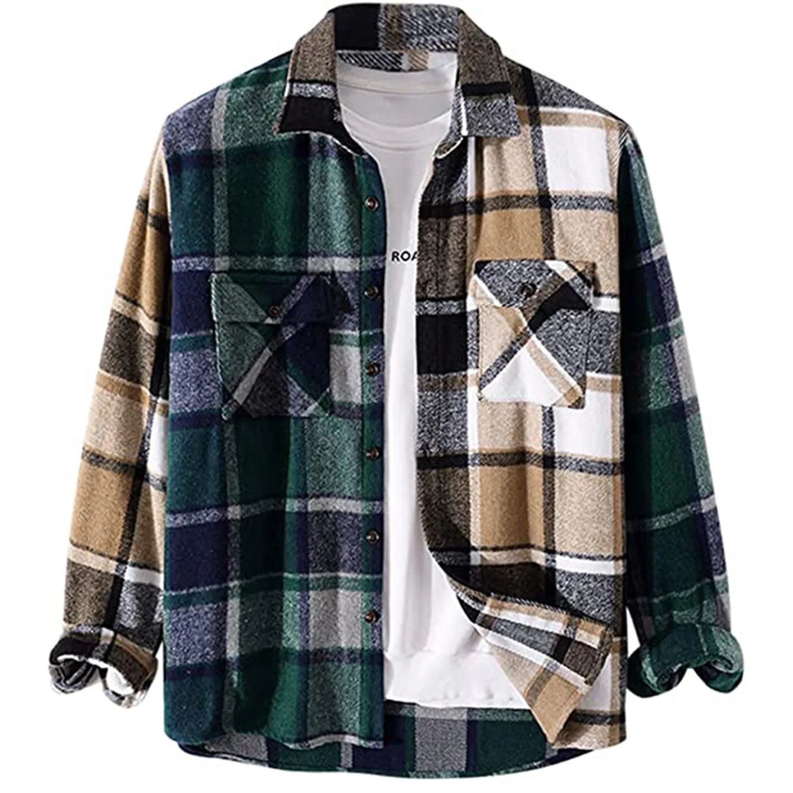 Men'S Shirt Lapel Checked Shirts Baggy Blouses Long Sleeve Tops Summer Spring Comfort All Match Workwear Casual  Camisas