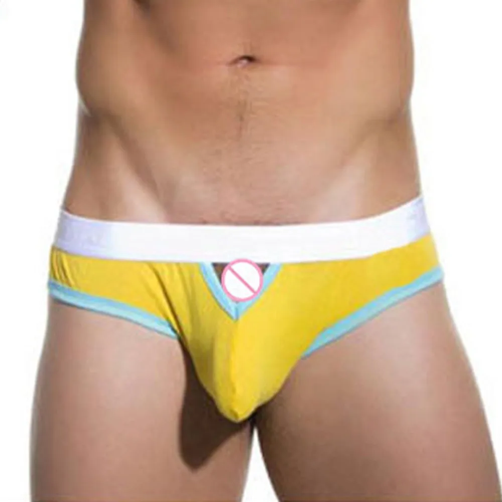 Thongs Lingerie Underpant Pants Mens Briefs Mens Thongs Front Pocket Design Men's Cotton Briefs with Solid Color