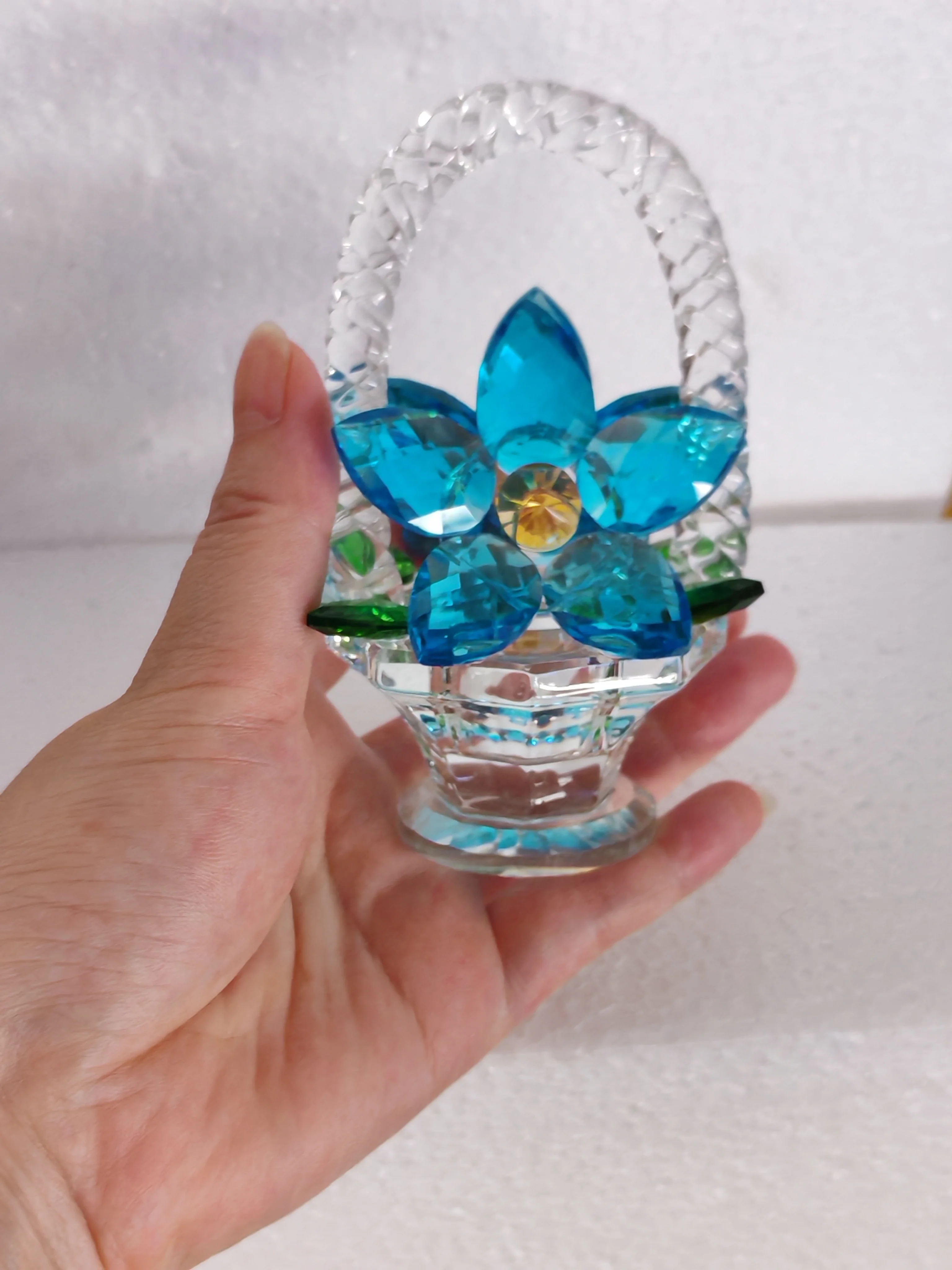 Crystal Flower Basket Decoration,Crystal Flower Basket Decoration,Decorative Ornaments,Tabletop Decoration