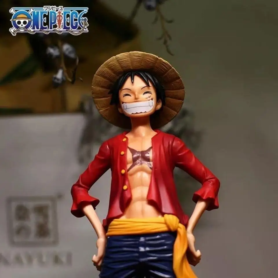 28cm One Piece Figure Confident Smiley Luffy Three Form Face Changing Doll Action Figurine Model Pvc Display Decoration Gift