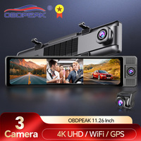 H330 Dash Cam 3 Channel Rearview Mirror Front Inside Rear 4K+1080P+1080P WiFi GPS Dual Lens Car Dvr Camera Infrared Night Vision